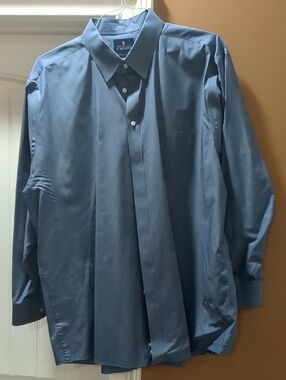 Stafford Men's Slate Blue Long-Sleeve Dress Shirt